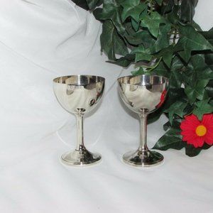 2 Vintage Silver Plate Goblets Viking Plate Wine Glasses Chalice